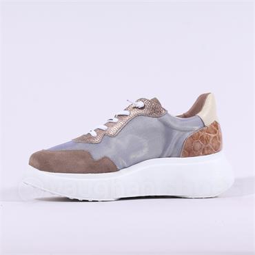 Wonders Roma Platform Mesh Trainer - Taupe Croc